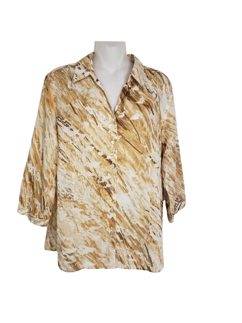 Coldwater Creek Womens Blouse Size PL 14-16 Multicolor Printed Button Up No Iron